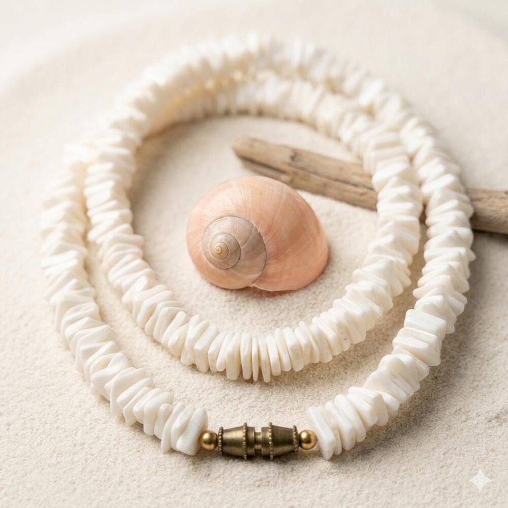 Vintage 1970s White Shell Disc Puka Style Necklace